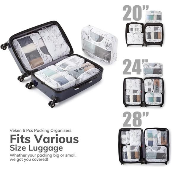 6 Pc Set Packing Cubes Luggage Packing Organizers for Travel Accessories - Picture 6 of 6
